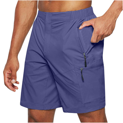 Men's Gym Shorts Quick Dry Workout Running Casual Training Short with Zipper Pockets