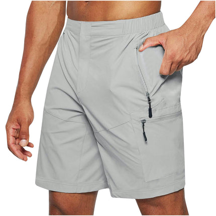 Men's Gym Shorts Quick Dry Workout Running Casual Training Short with Zipper Pockets