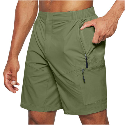 Men's Gym Shorts Quick Dry Workout Running Casual Training Short with Zipper Pockets