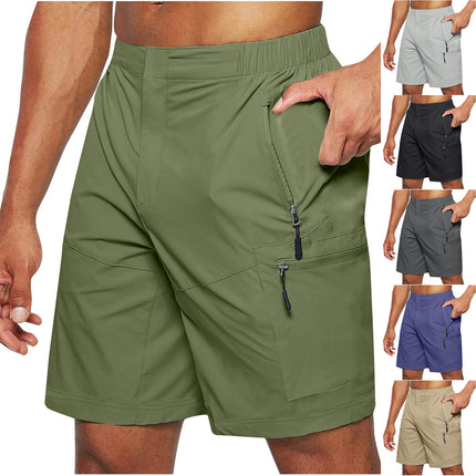 Men's Gym Shorts Quick Dry Workout Running Casual Training Short with Zipper Pockets