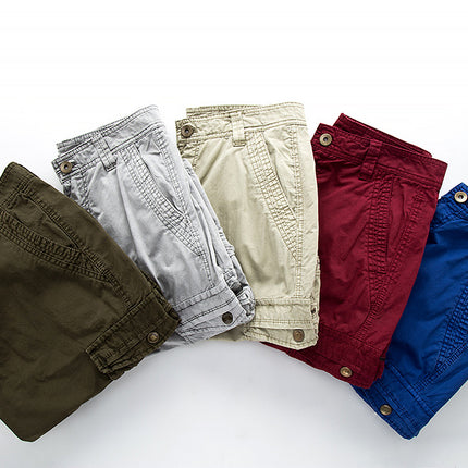 Men's Lightweight Cargo Shorts Cotton Casual Shorts with Pockets (No Belt)