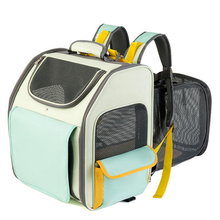 Cat Backpack Expandable Pet Carrier Backpack for Small Cats and Dogs, Foldable Dog Carrier Backpack with Inner Safety Leash