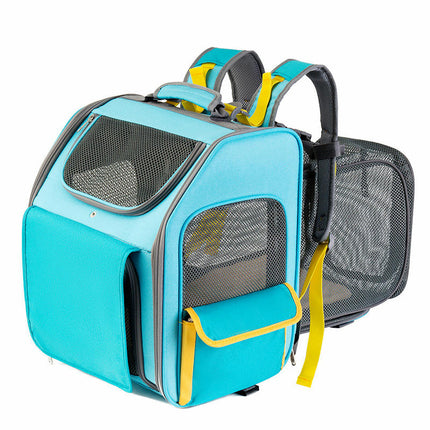 Cat Backpack Expandable Pet Carrier Backpack for Small Cats and Dogs, Foldable Dog Carrier Backpack with Inner Safety Leash