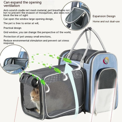 Cat Backpack Carrier,Pet Carrier Backpacks Expandable with Great Ventilation,Fleece Mat,Perfect for Hiking