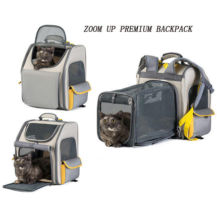 Expandable Pet Carrier Backpack for Cats Dogs and Small Animals, Portable Pet Travel Carrier, Ventilated Design