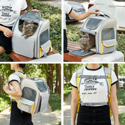 Expandable Pet Carrier Backpack for Cats Dogs and Small Animals, Portable Pet Travel Carrier, Ventilated Design