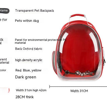 Cat Pet Backpack Bubble Rucksack, Outdoor Waterproof Clear Pet Capsule Bag, Ventilate Space Capsule Pet Backpack