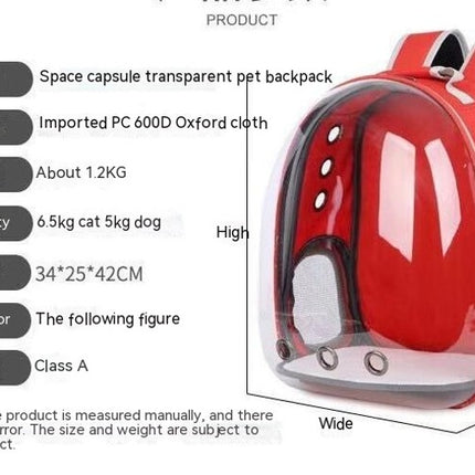 Pet Travel Carrier Backpack, Cat Dog Dome Space Capsule Bubble Backpack, Portable Breathable Knapsack for Hiking Traveling