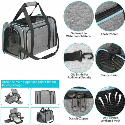 4-Way Expandable Pet Carrier, Foldable Soft Sided Carrier with Removable Hair Pad for Cats, Puppies and Small Dogs