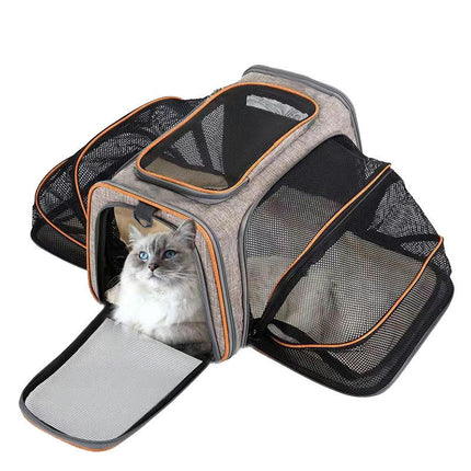 4-Way Expandable Pet Carrier, Foldable Soft Sided Carrier with Removable Hair Pad for Cats, Puppies and Small Dogs