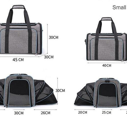 4-Way Expandable Pet Carrier, Foldable Soft Sided Carrier with Removable Hair Pad for Cats, Puppies and Small Dogs