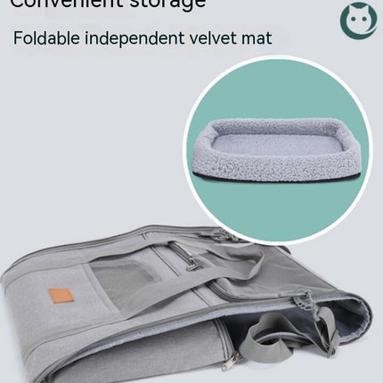 Top loading cat carrier for medium sized cats and small dogs. Foldable, escape-proof, automatic safety