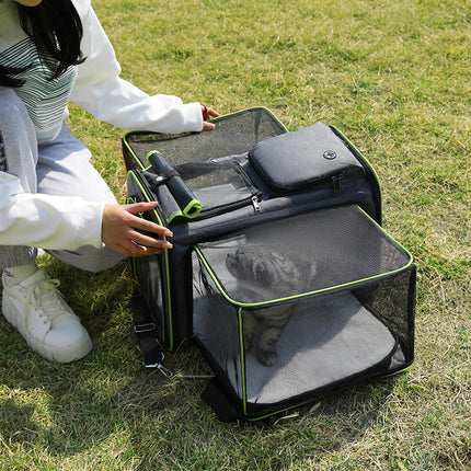 Cat Carrier Bag,Airline Approved Pet Carrier Soft Side Pet Travel  Expandable Foldable Dog Carrier with Fleece Pad