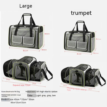 Expandable Collapsible Cat Carrier with Pockets & Removable Fleece Pad, Travel Carrier Bag for Cat Dog & Small Animals