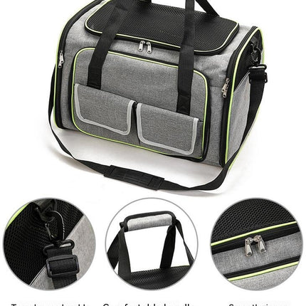 Expandable Collapsible Cat Carrier with Pockets & Removable Fleece Pad, Travel Carrier Bag for Cat Dog & Small Animals