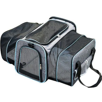 Expandable Collapsible Cat Carrier with Pockets & Removable Fleece Pad, Travel Carrier Bag for Cat Dog & Small Animals