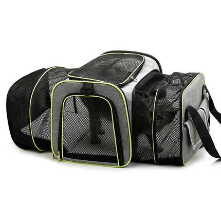 Expandable Collapsible Cat Carrier with Pockets & Removable Fleece Pad, Travel Carrier Bag for Cat Dog & Small Animals