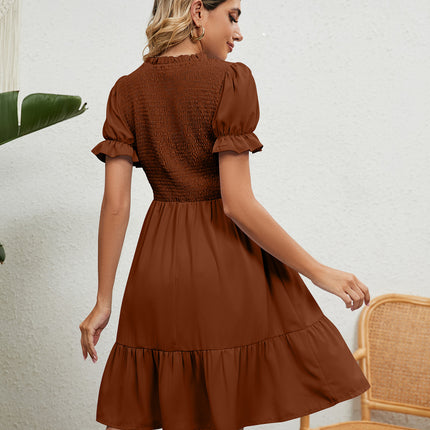 Women's Round Neck Short Sleeve Dress A Line Flowy Mini Dress