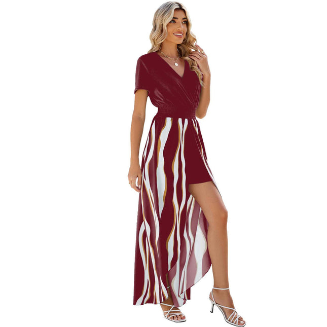 Women's Summer Short Sleeve V Neck Short Sleeve Casual Midi Dresses