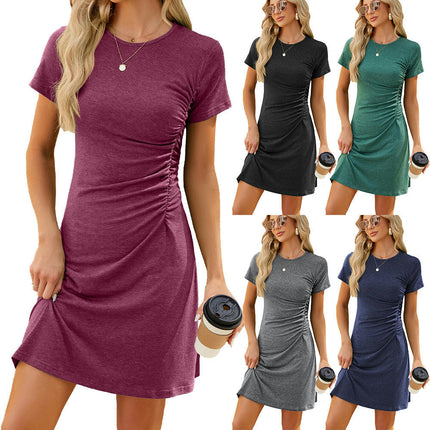 Women Bodycon Mini Dress Short Sleeve Ruched Dress