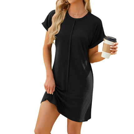 Women Casual Summer T Shirt Dress Loose Short Sleeve Dress