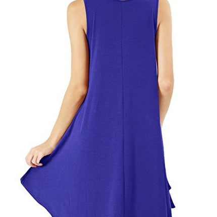 Women's Sleeveless Loose Pockets Dress Casual Swing Dresses