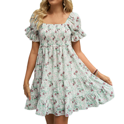 Women's Off The Shoulder Dress Short Sleeve Casual A Line Ruffle Summer Dresses