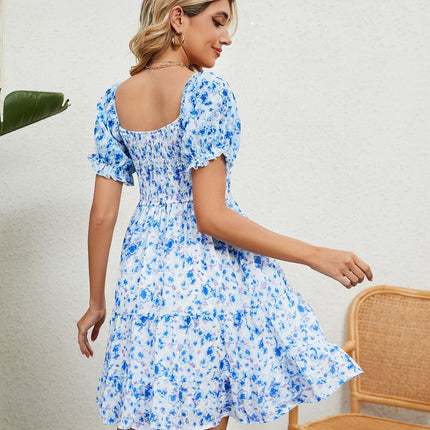 Women's Off The Shoulder Dress Short Sleeve Casual A Line Ruffle Summer Dresses