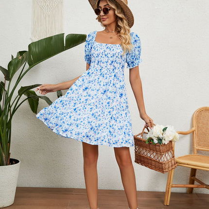 Women's Off The Shoulder Dress Short Sleeve Casual A Line Ruffle Summer Dresses