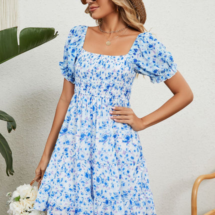 Women's Off The Shoulder Dress Short Sleeve Casual A Line Ruffle Summer Dresses