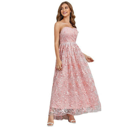 Women's Off The Shoulder Sleeveless Dress A-line Floral Lace Dresses