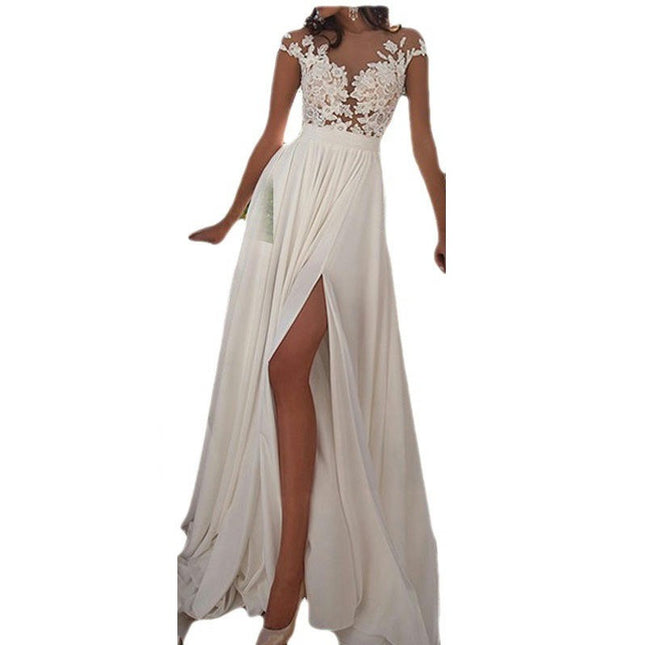 Women's Long Dresses Lace Party Dress Side Slit Wedding Dress