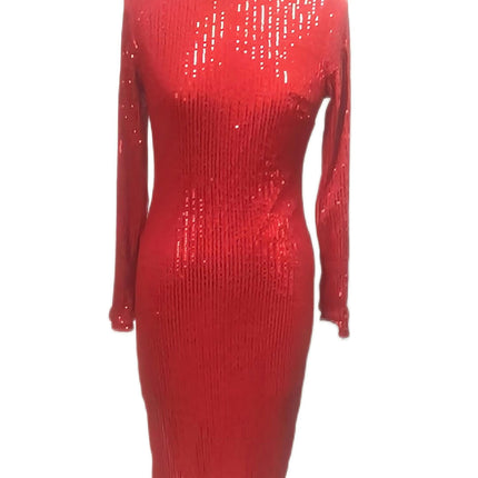 Sequins Bodycon Dress Women's Long Sleeve Mini Dress