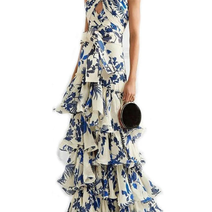 Women's Summer Dress Sleeveless Layered Ruffles Boho Flowy Maxi Dress