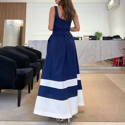 Women's Casual Summer Maxi Dresses Square Neck Smocked Long Dress