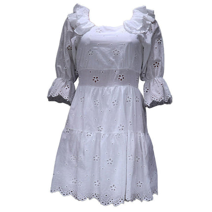 Women's Summer Puff Sleeve Short Mini Dresses Square Neck A-Line Dress