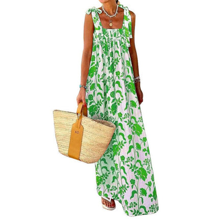 Women's Summer Maxi Dress Boho Floral Strappy Beach Dress