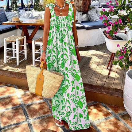 Women's Summer Maxi Dress Boho Floral Strappy Beach Dress