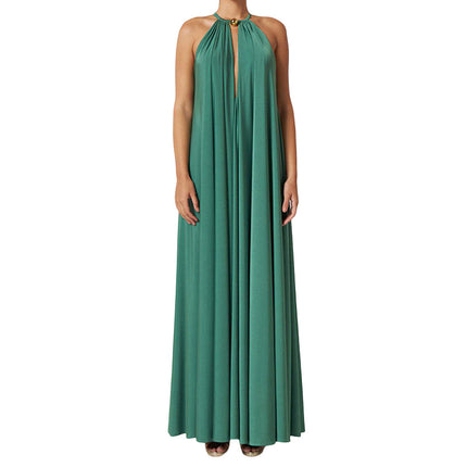 Women's V Neck Dress Halter Neck Flowy Maxi Summer Dresses