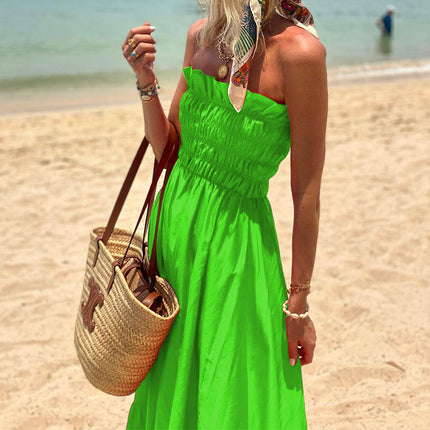 Women's Summer Bohemian Sleeveless Off Shoulder Flowy A Line Beach Maxi Dress