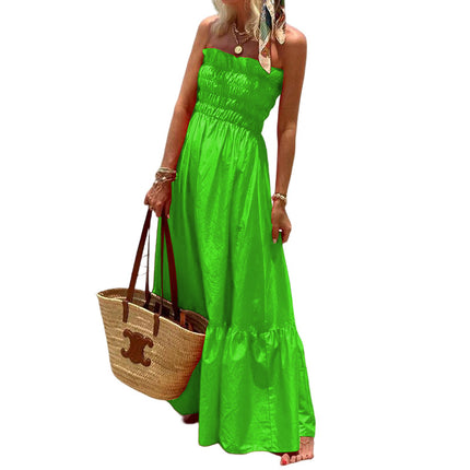 Women's Summer Bohemian Sleeveless Off Shoulder Flowy A Line Beach Maxi Dress