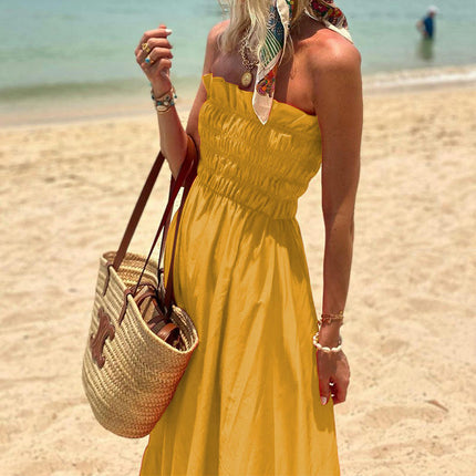 Women's Summer Bohemian Sleeveless Off Shoulder Flowy A Line Beach Maxi Dress