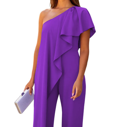 Women's Casual Sleeveless Off Shoulder Wide Leg Long Pant Jumpsuits