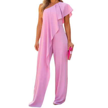 Women's Casual Sleeveless Off Shoulder Wide Leg Long Pant Jumpsuits