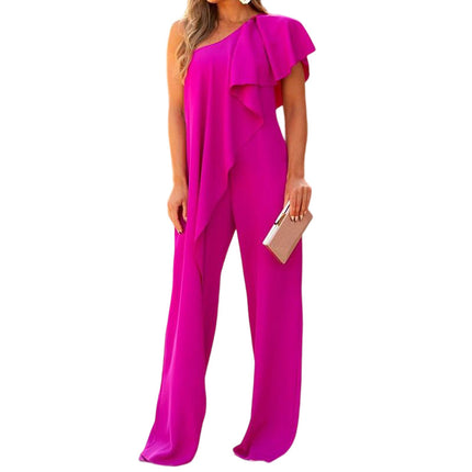 Women's Casual Sleeveless Off Shoulder Wide Leg Long Pant Jumpsuits