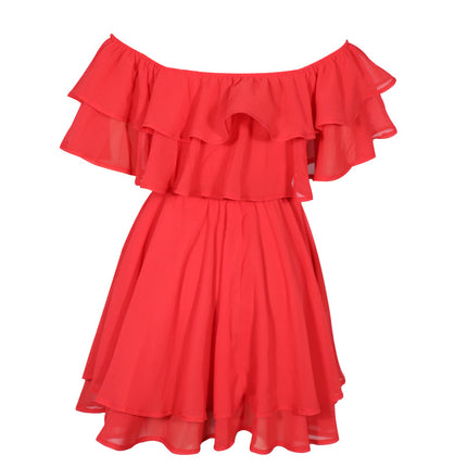 Women's Off The Shoulder Dress Short Casual A Line Ruffle Summer Dresses