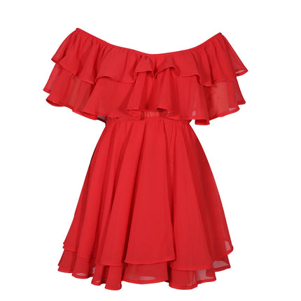 Women's Off The Shoulder Dress Short Casual A Line Ruffle Summer Dresses