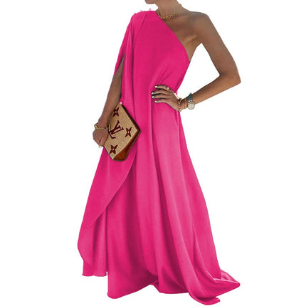 Women's Summer One Shoulder Sleeveless Beach Maxi Dress