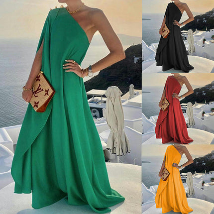 Women's Summer One Shoulder Sleeveless Beach Maxi Dress