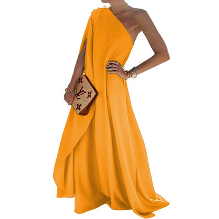 Women's Summer One Shoulder Sleeveless Beach Maxi Dress